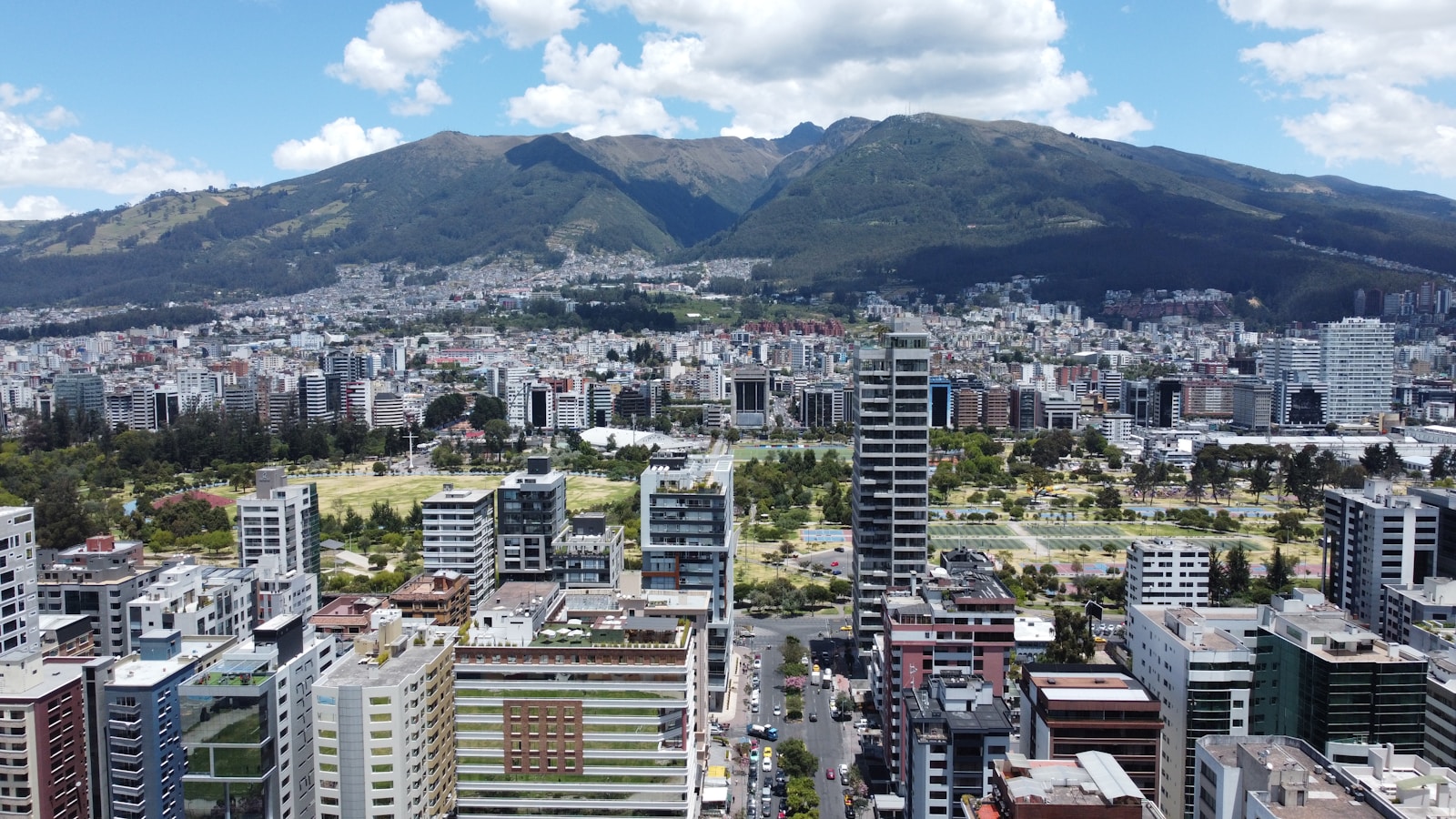 Skyline of Quito, the capital of Ecuador, with the Andes in the background